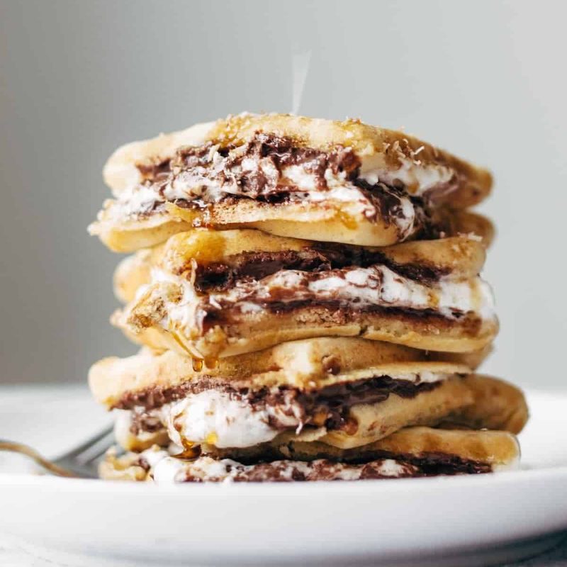 A picture of Smores Waffles with Nutella and Toasted Coconut