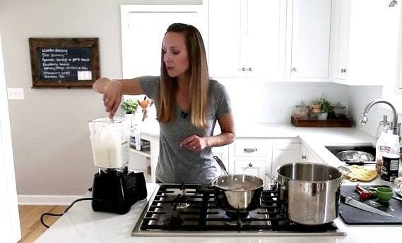 Lindsay making Creamy Cauliflower Sauce | pinchofyum.com
