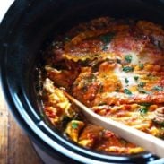 Super Easy Skinny Veggie Crockpot Lasagna - a handful of simple ingredients for a healthy family dinner. | https://bio-research.site