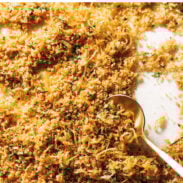 Pin of golden crispy breadcrumbs