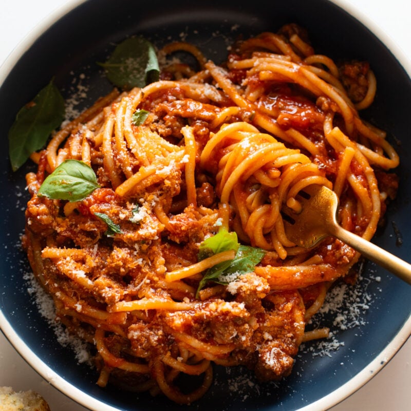 Instant Pot Spaghetti in a bowl