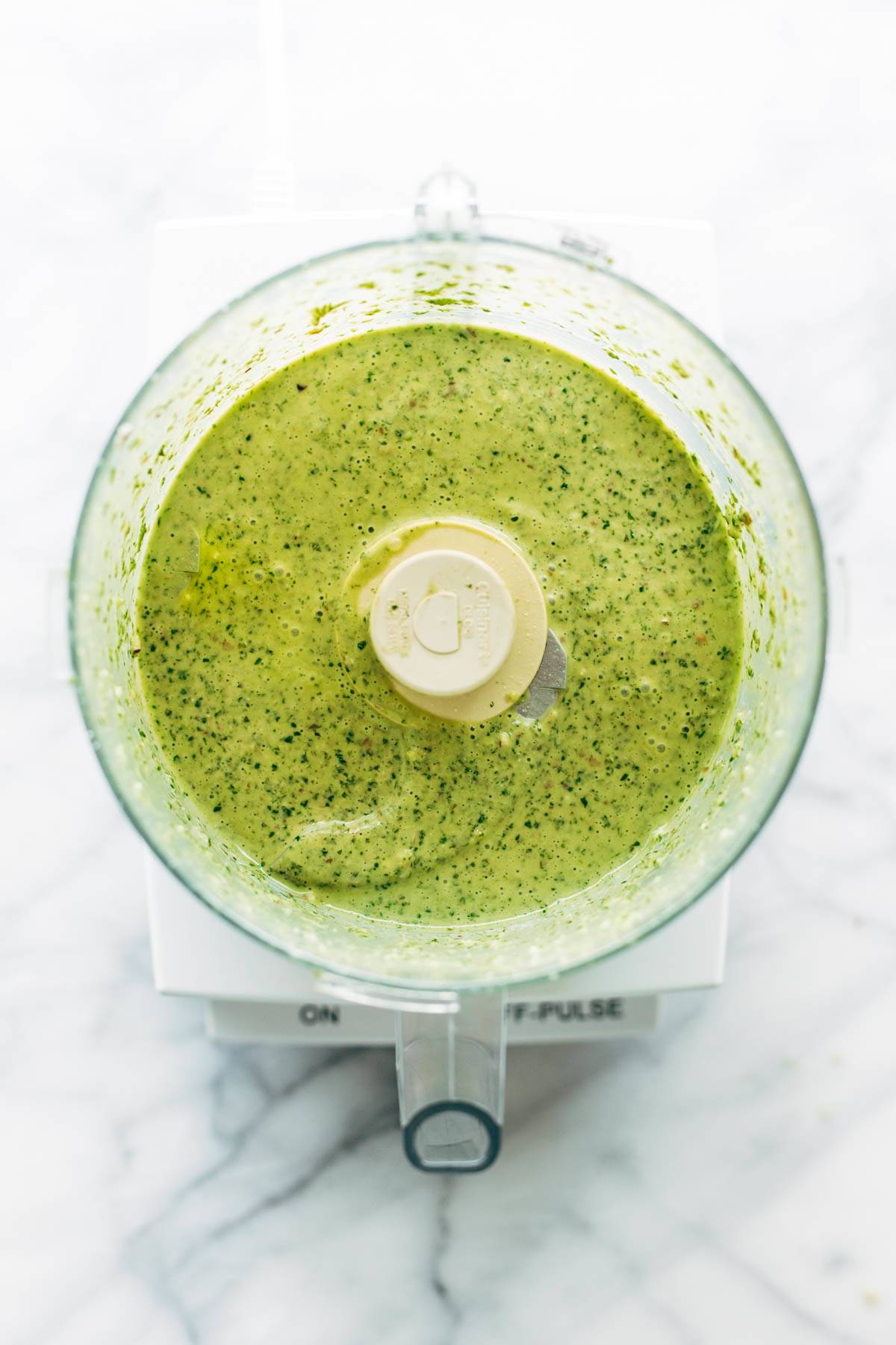 Kale chimichuri in a food processor.